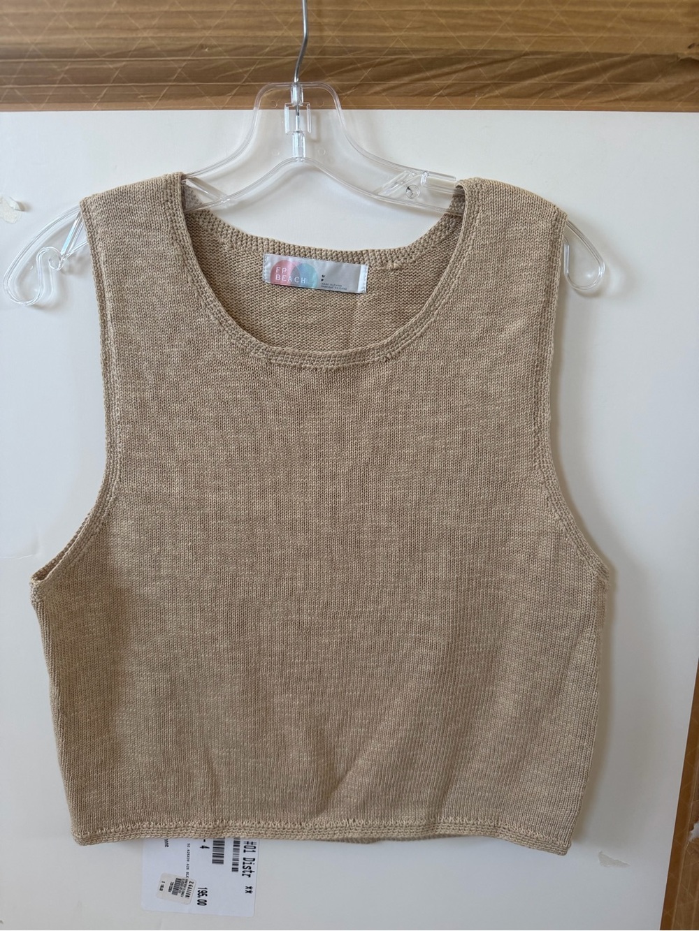 Free People Beige Knit Cropped Tank